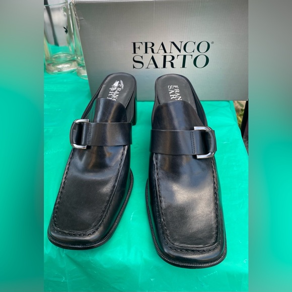 Franco Sarto Woman's Y2K Black Square Toe Block Heel Mules Size 11 No box - Picture 5 of 5